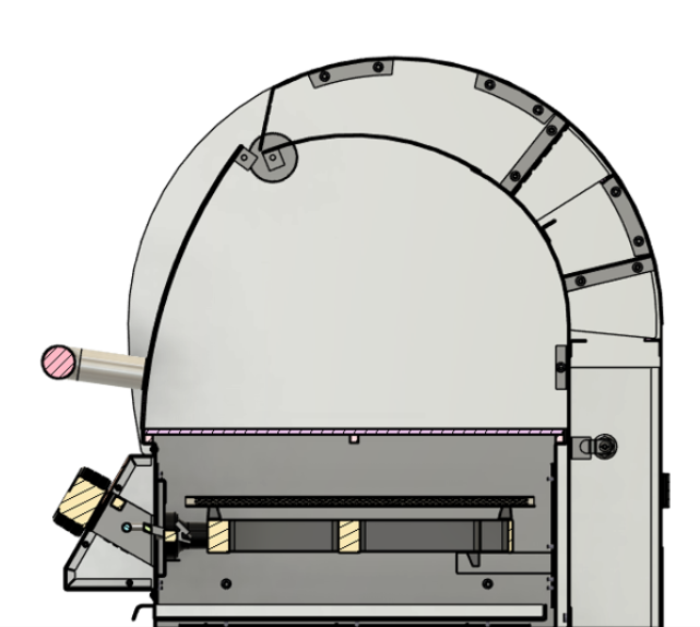 Cross-section drawing of the JetKev grill with the door closed